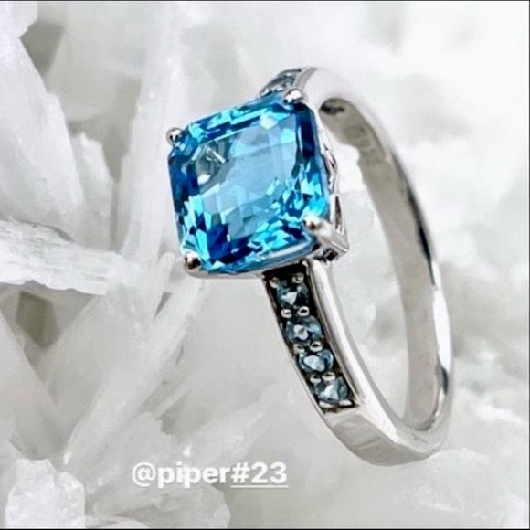 Brazilian Blue Topaz 2 1/2-carat Gemstone Sterling Silver Ring -size 9 - Picture 6 of 11